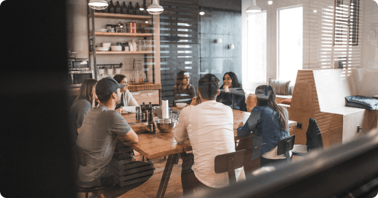 Looking at meeting from behind something